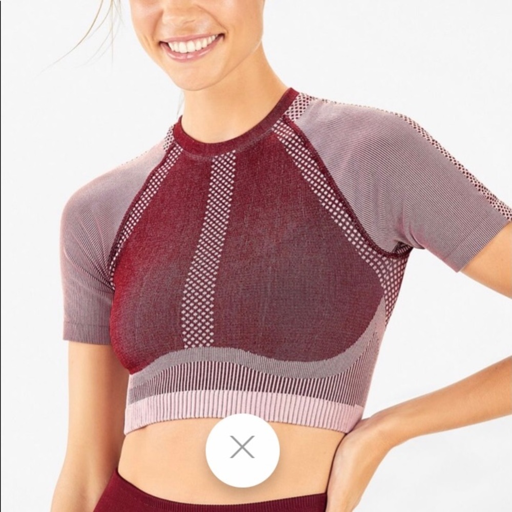 Fabletics Jessie Black Cherry Seamless Crop Top, L - Picture 1 of 12